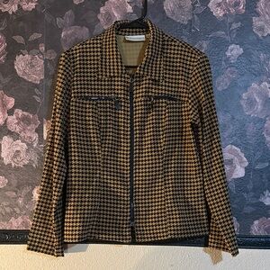 Dressbarn Black and Tan Houndstooth Jacket